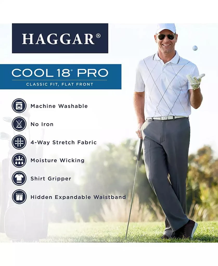 Haggar Men's Cool 18 PRO® Classic-Fit Expandable Waist Flat Front Stretch Dress Pants 4