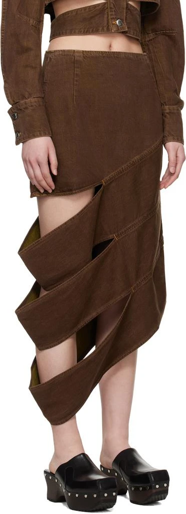 Eckhaus Latta Brown Ellipse Denim Midi Skirt 2