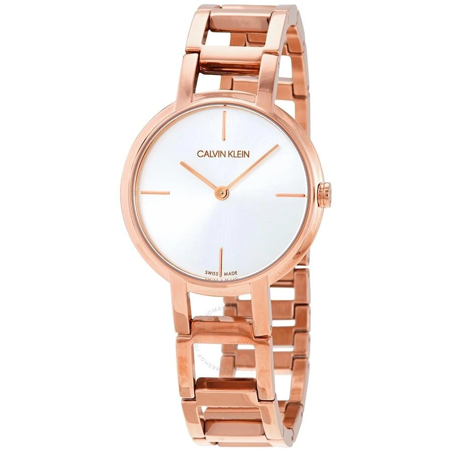 Calvin Klein Cheers Silver Dial Rose Gold PVD Ladies Watch K8N23646 1