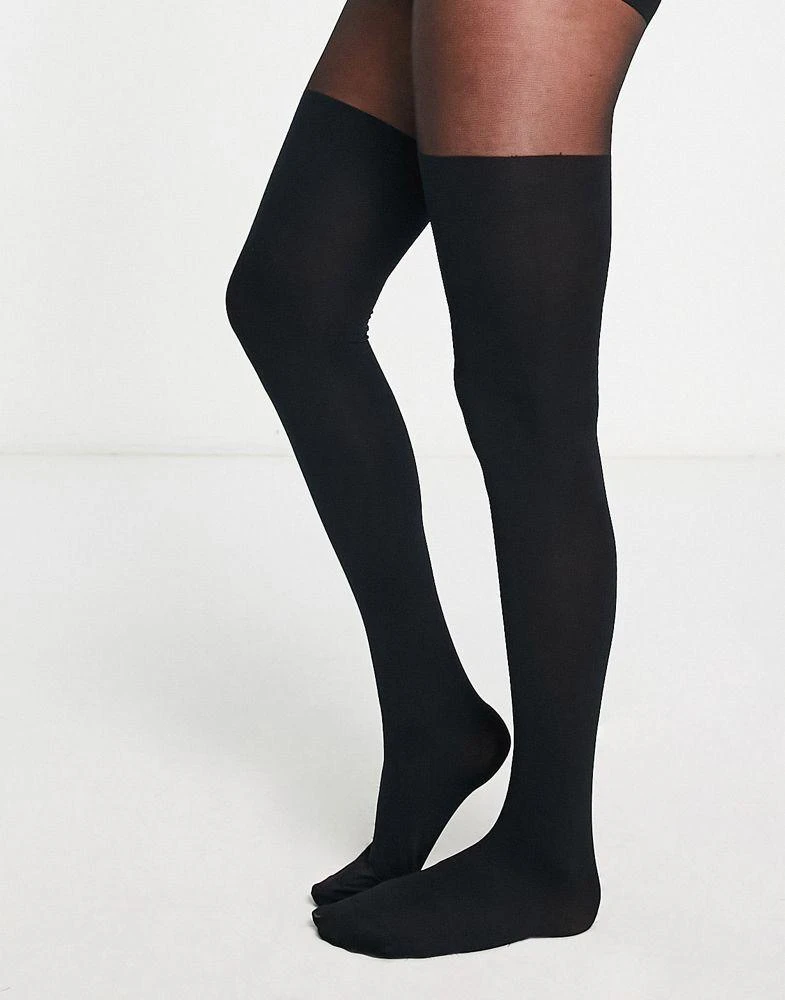 ASOS ASOS DESIGN mock over the knee tights with bum and tum support in black 4
