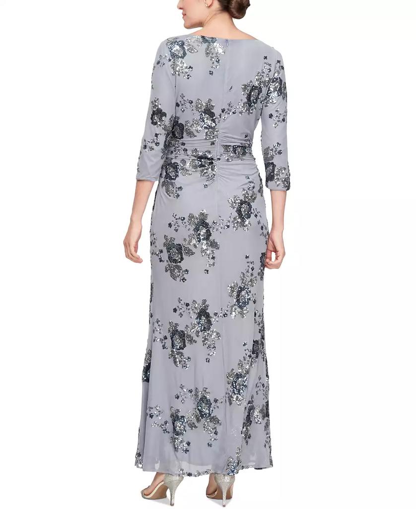 SL Fashions Petite Round-Neck 3/4-Sleeve Gown