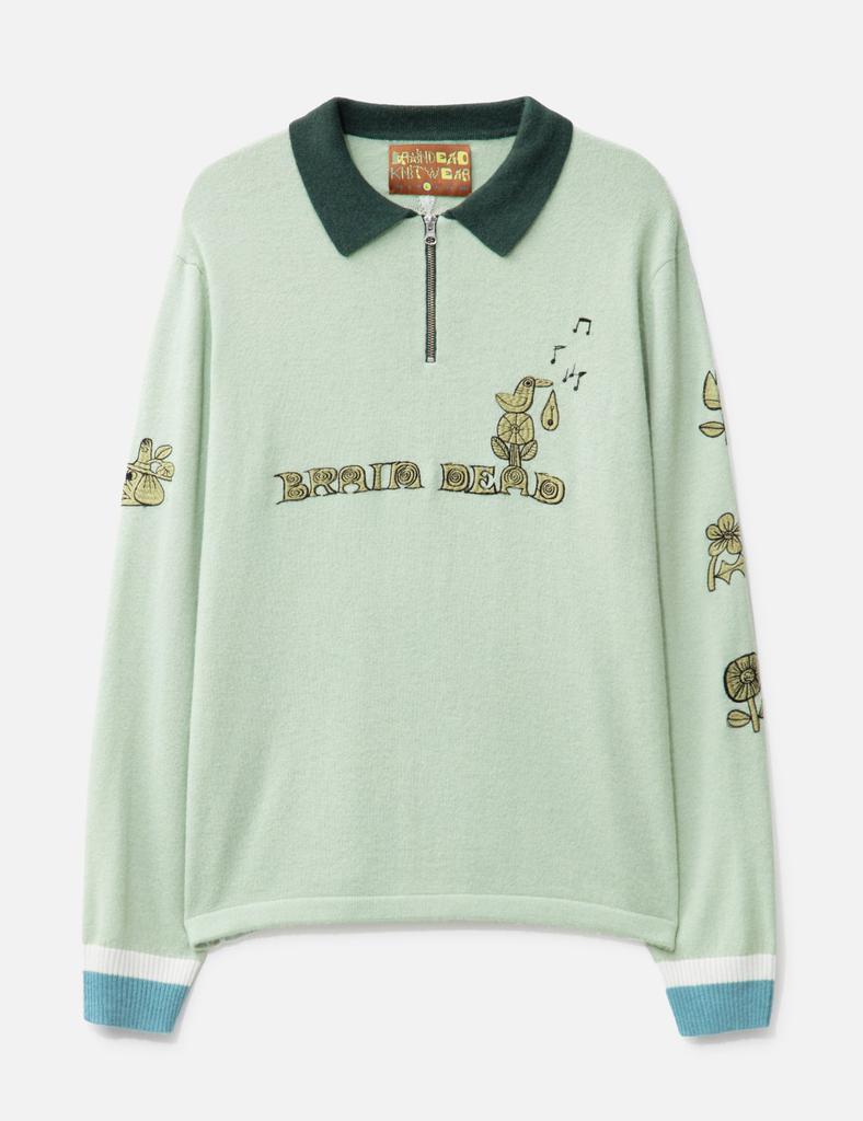 Brain Dead LEX HALF ZIP SWEATER