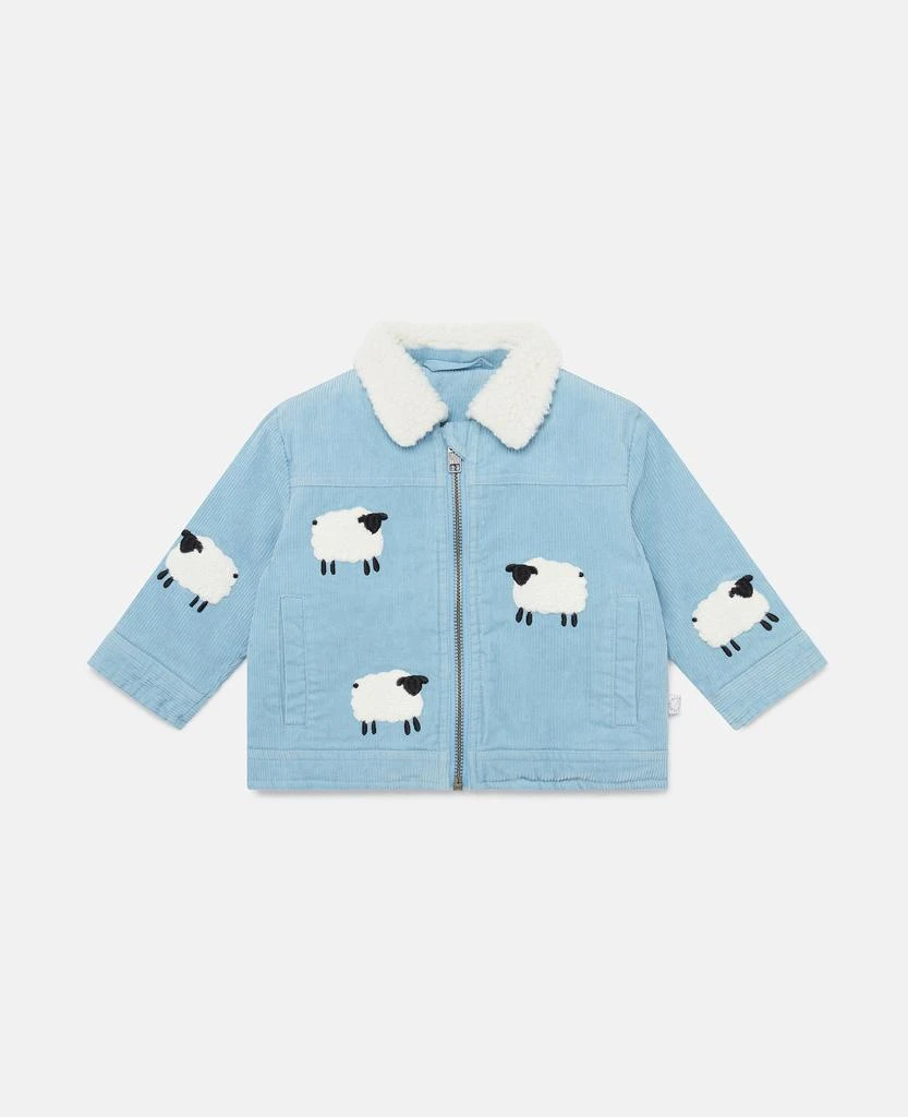 Stella McCartney Stella McCartney - Sheep Pattern Denim Jacket, Woman, Blue and white, Size: 9m 1