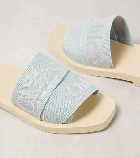 Chloé Woody logo embroidered slides 5