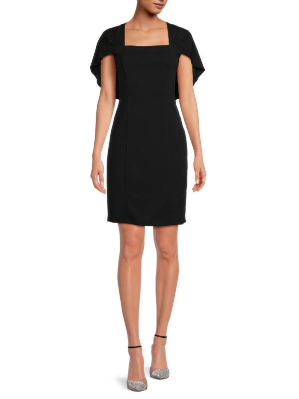 MARINA Squareneck Caplet Crepe Dress 1