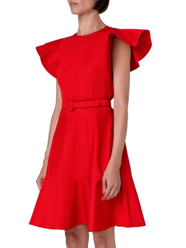Akris Cotton-Blend Belted Short-Sleeve Mini-Dress 3