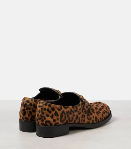 Prada Logo leopard-print calf hair loafers 3
