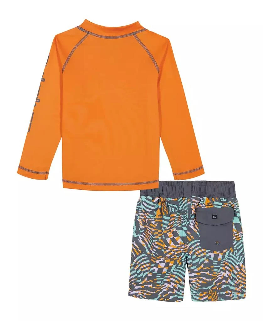 Quiksilver Little and Toddler Boys Long Sleeve Rashguard and Pattern Boardshorts, 2 Piece Set 2