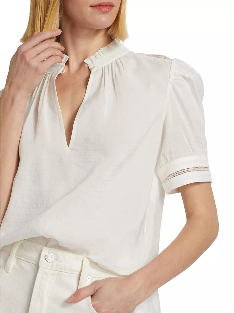 FRAME Linen-Blend Ruffle-Trimmed Top 6