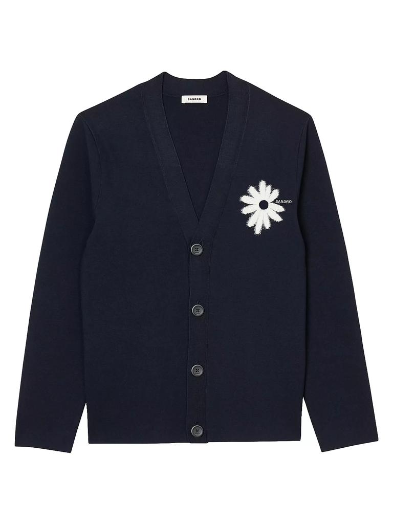 Sandro Jacquard Floral Cardigan