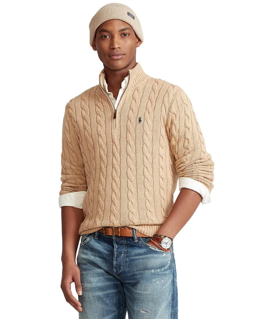 Ralph Lauren Cable-Knit Cotton Quarter-Zip Sweater 1