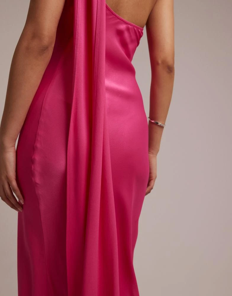 Maids To Measure Maids to Measure Bridesmaid satin one shoulder scarf drape  detail maxi dress in hot pink - Dresses & Skirts - Free Shipping -  BeyondStyle