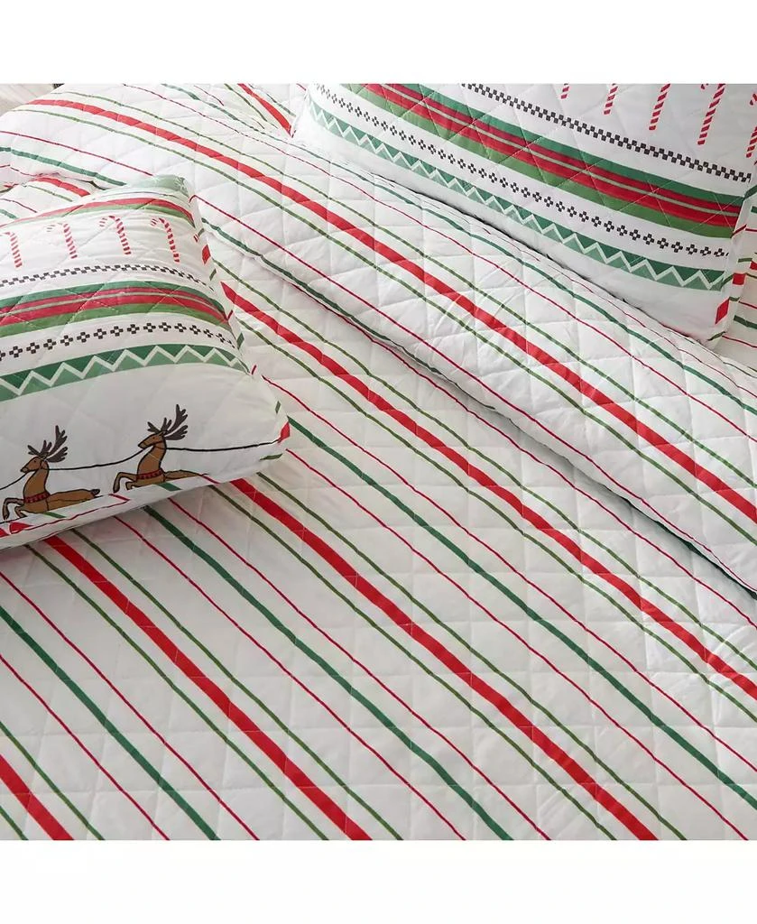 Linery 
Co Holiday Striped Microfiber Lightweight Quilt Set with Shams 6