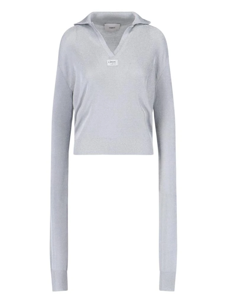 COPERNI Coperni Metallic-Effect Knitted Polo Top 1