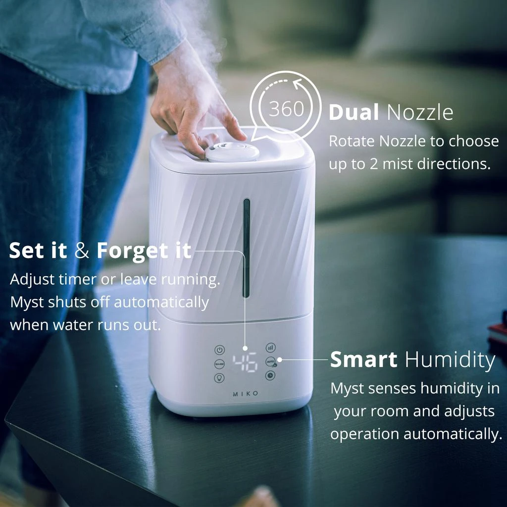 Miko Ultrasonic Humidifier with Cool and Warm Mist 4