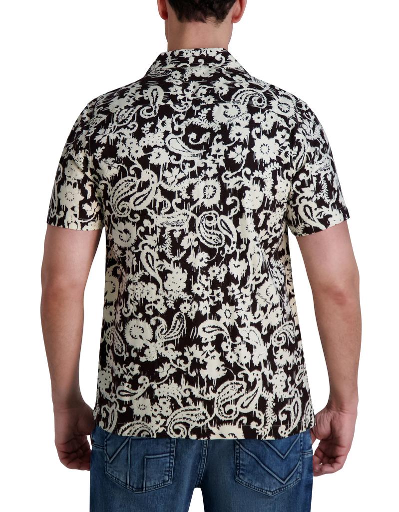 Karl Lagerfeld Paris FLORAL PRINT SHORT SLEEVE CAMP SHIRT