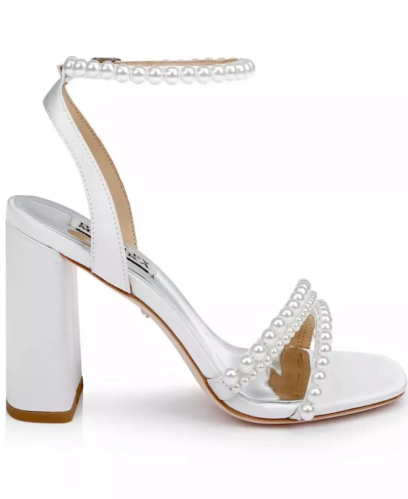 Badgley Mischka Women's Feisty Cultivated Pearl Detail Block Heel Evening Sandals 2