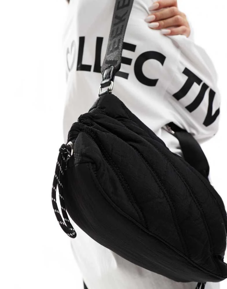 ASOS WEEKEND COLLECTIVE Weekend Collective small quilted bag with toggles in black 4