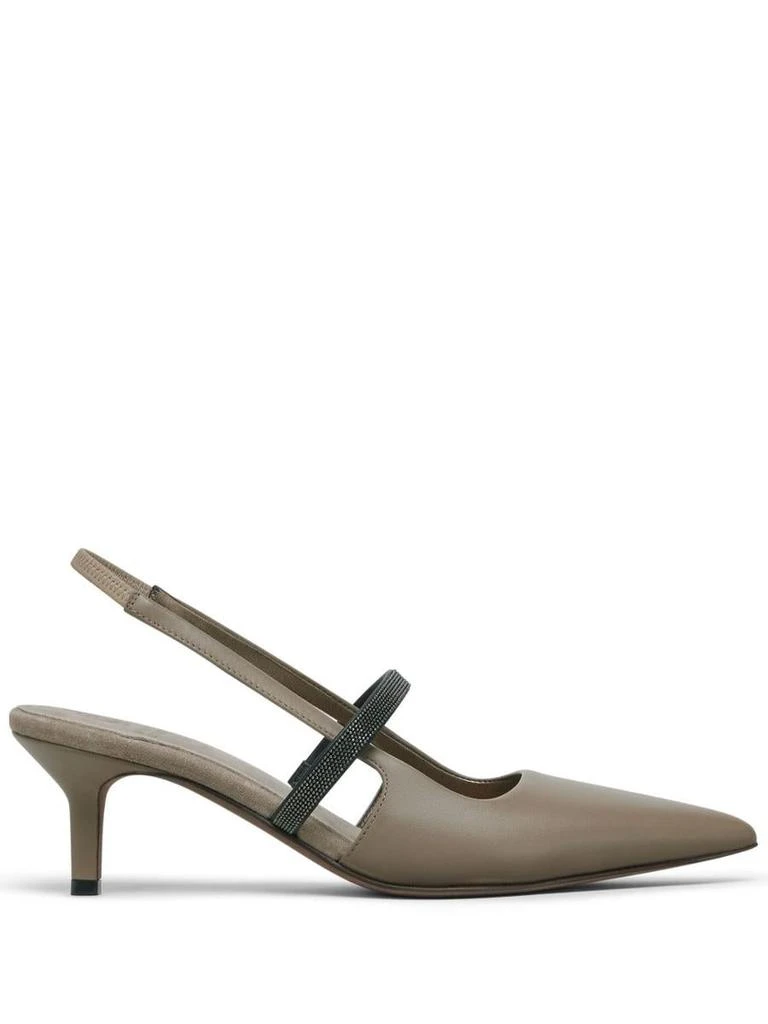 Brunello Cucinelli Brunello Cucinelli Leather Slingback Pumps 1