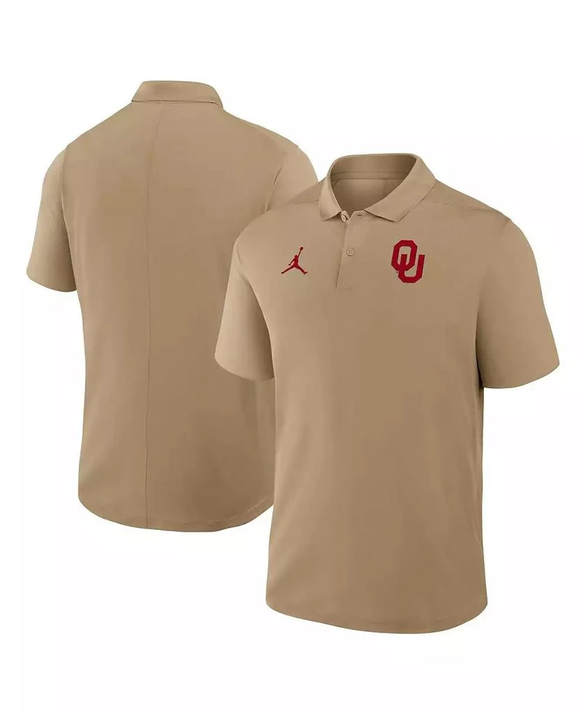 Jordan Men's Tan Oklahoma Sooners Primetime Victory Primary Logo Performance Polo Shirt