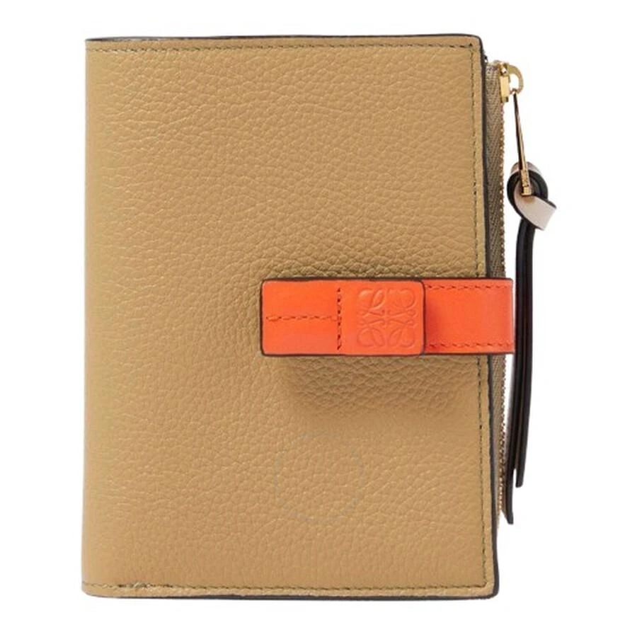 Loewe Slim Zip Bifold Compact Wallet - Clay Green/Vivid Orange 1