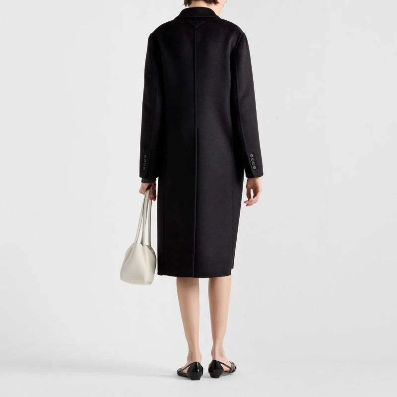 Prada Single-breasted cashgora coat in black 3