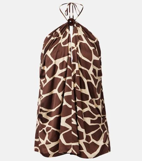 Faithfull Jensen animal-print halterneck satin top