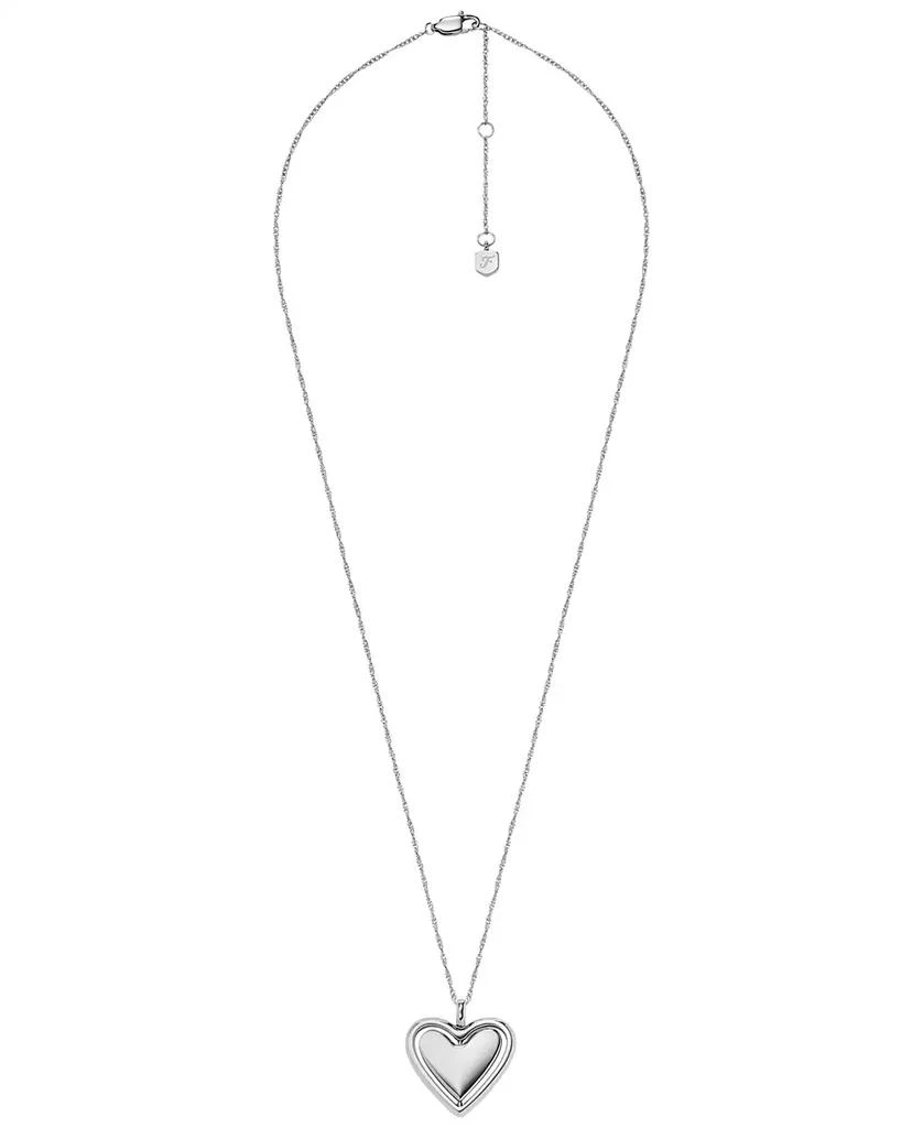 Fossil Legacy Heart Stainless Steel Rotating Pendant Necklace 1