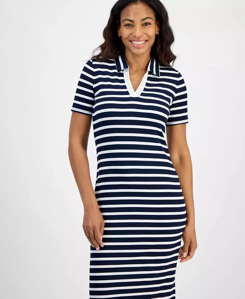 knee length dresses for ladies Tommy Hilfiger Womens Stripped Rope Print Midi Shirt Dress, Red main image 0