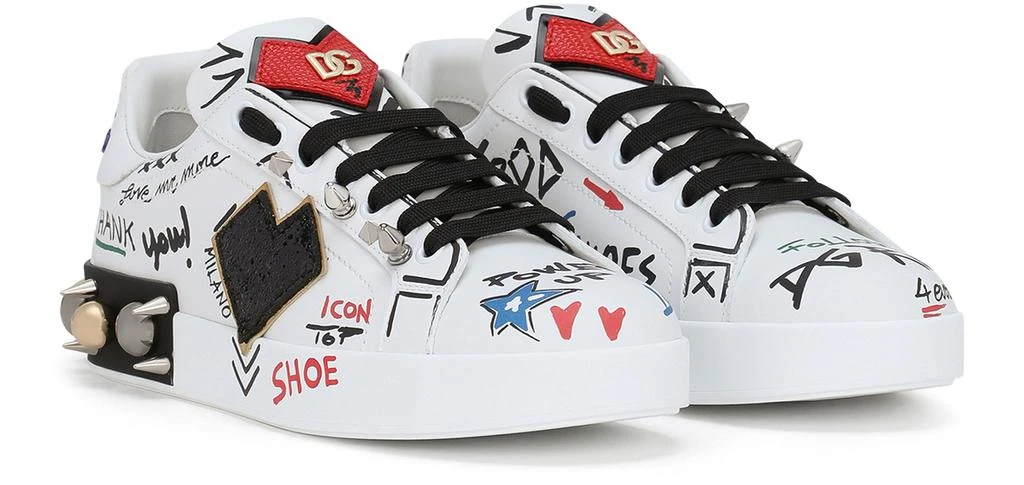 Dolce & Gabbana Printed calfskin Portofino sneakers with patch 2