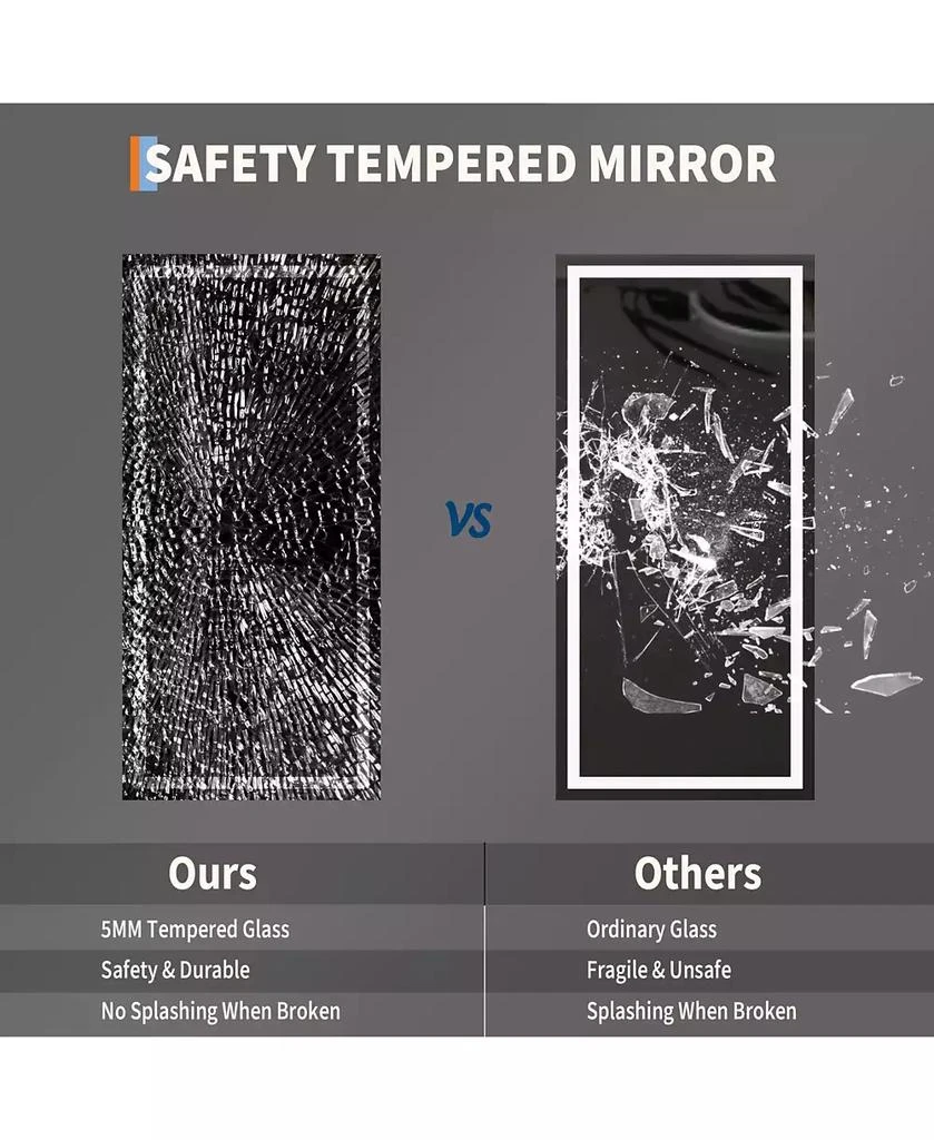 Homfan 60"x 30" LED Bathroom Mirror with Lights, Dimmable, Anti-Fog, Backlit + Front Lit, Smart Bathroom Vanity Mirror for Wall, Memory Function 7