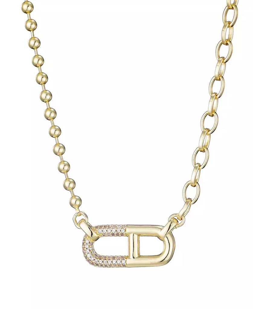 ADORNIA Cubic Zirconia Mixed Chain Sideways Pendant Necklace
