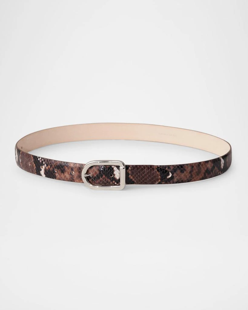 Dehanche Mija Snake-Embossed Leather Skinny Belt 1