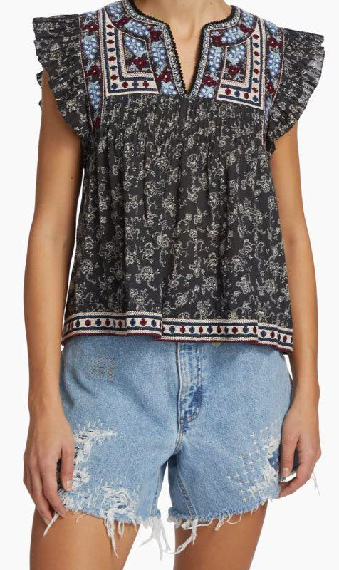 Sea Sea Ny Women's Everly Embroidered Paisley Top Blouse 2