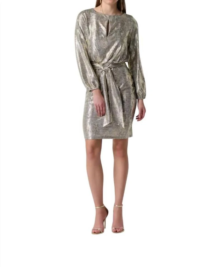 JOSEPH RIBKOFF Belted Wrap Dress In Gold 1