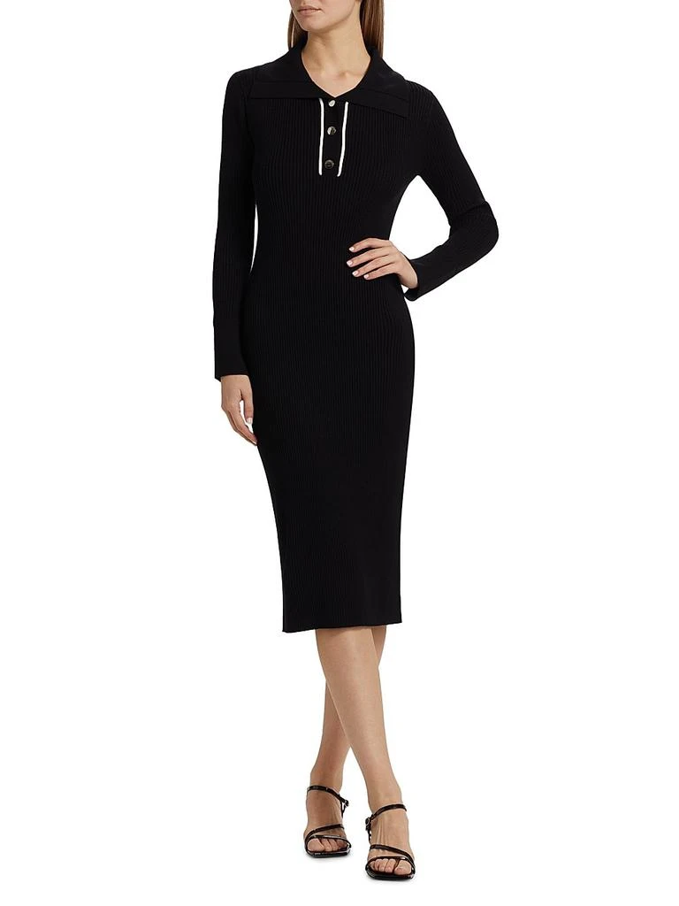 Elie Tahari Women's The Zadie Rib-Knit Midi-Dress - Noir With Sky White - Size Medium