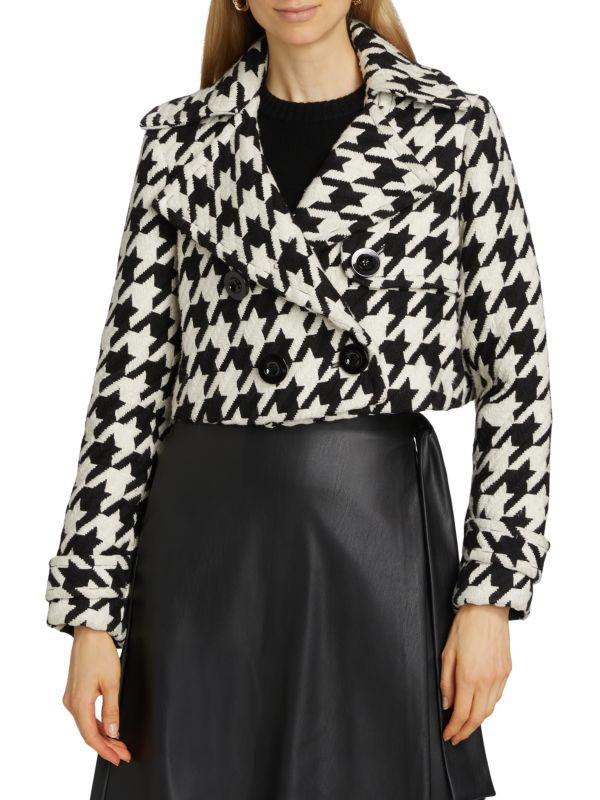 Alice by Temperley Ally Houndstooth Double-Breasted Cropped Jacket
