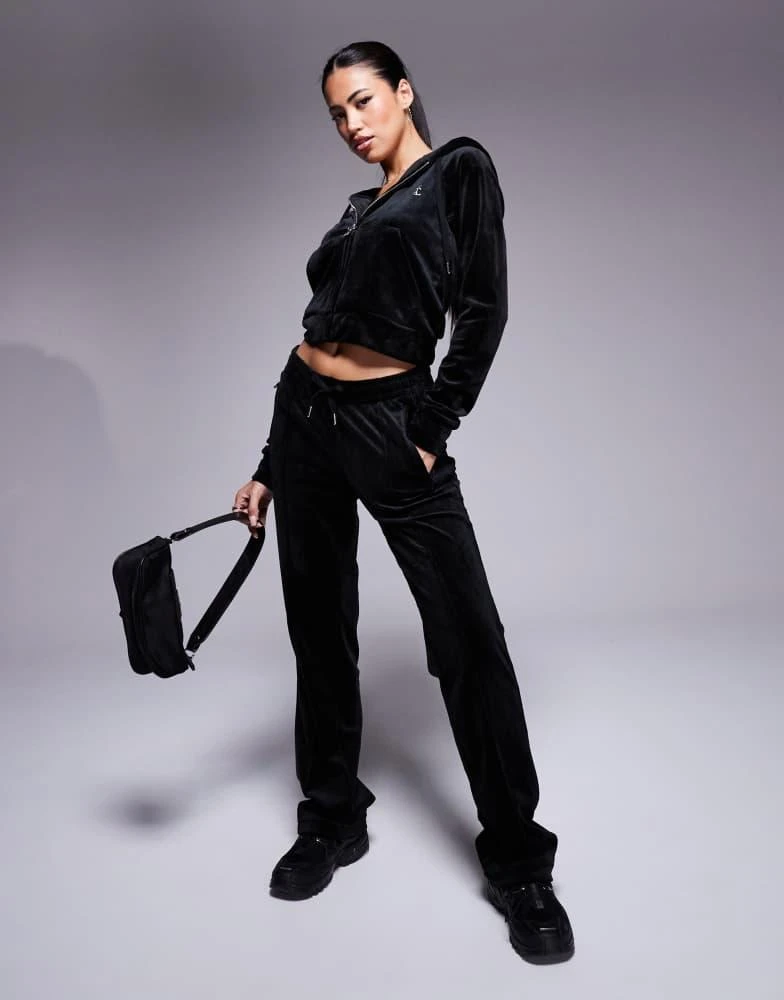 Juicy Couture Juicy Couture velour straight leg joggers co-ord in black 2