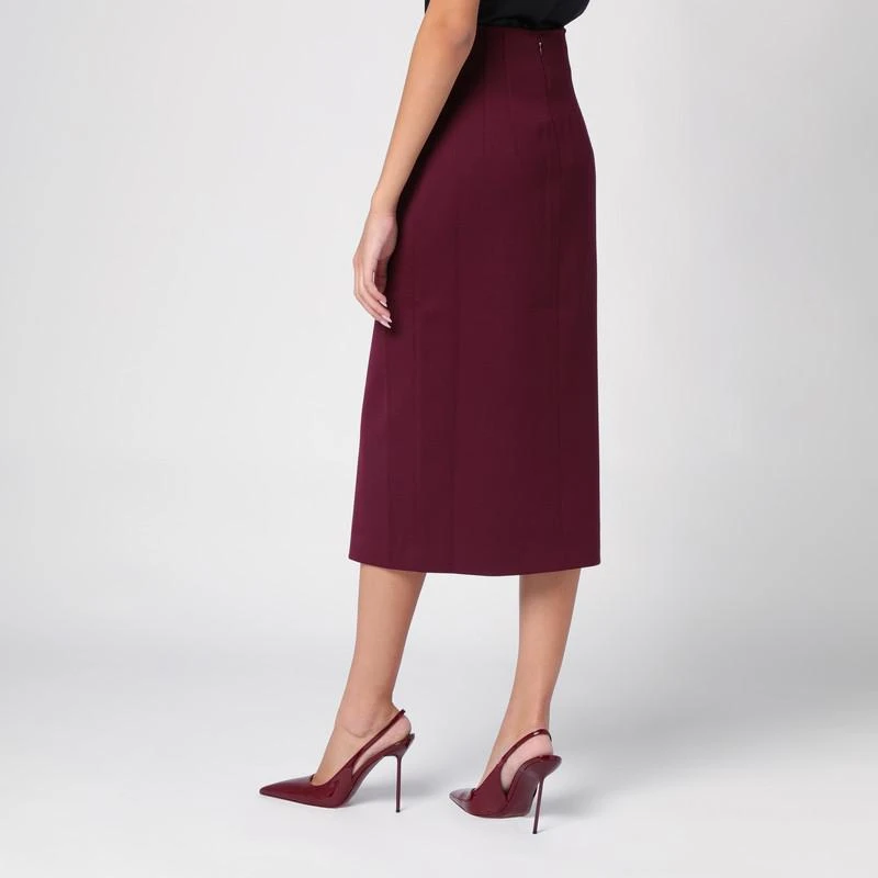THE ANDAMANE Stephanie Burgundy wool-blend midi skirt 4