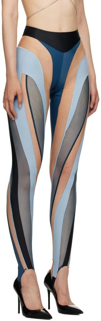 Mugler Black & Blue Spiral Leggings 2