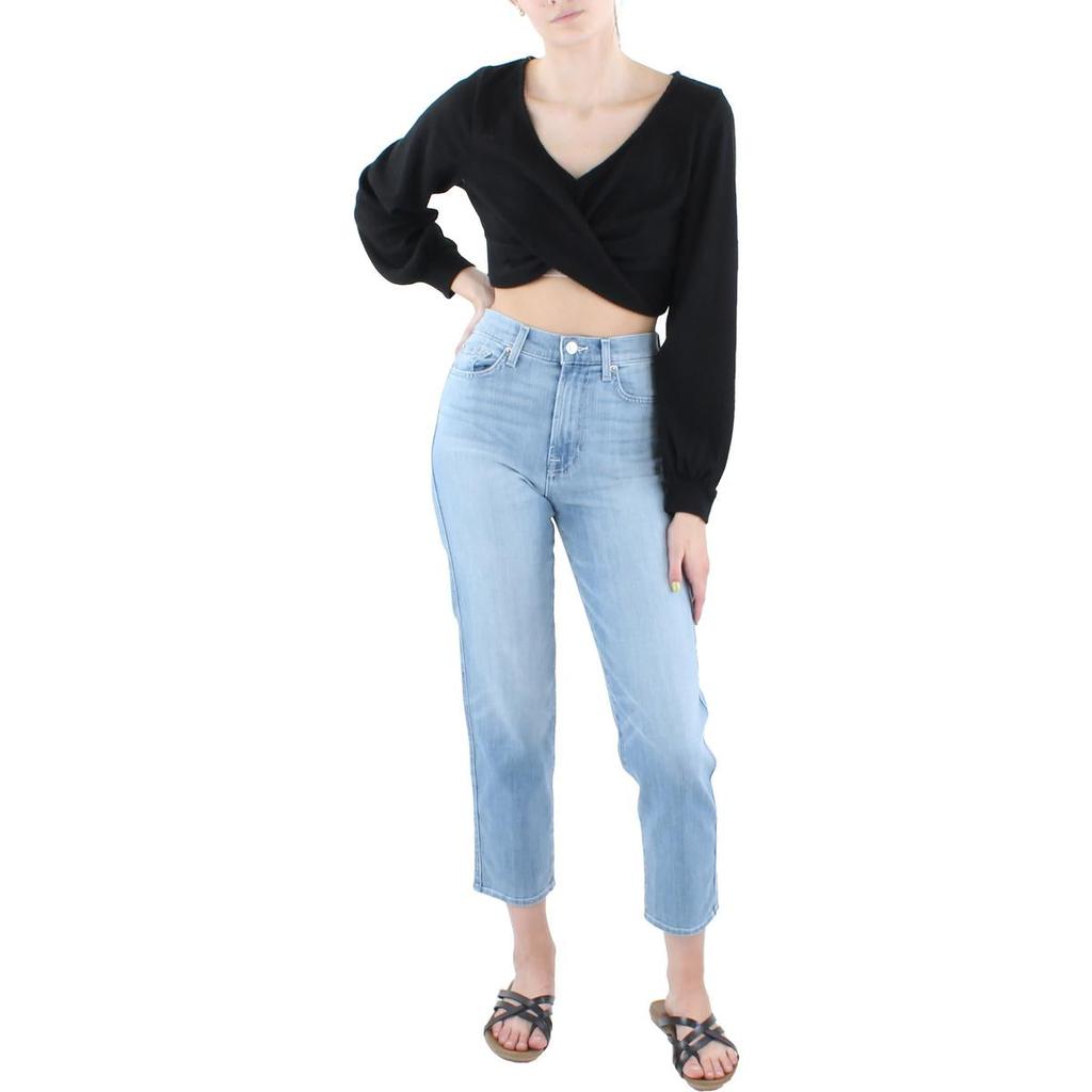 Almost Famous Juniors Womens Knit Ribbed Crop Sweater