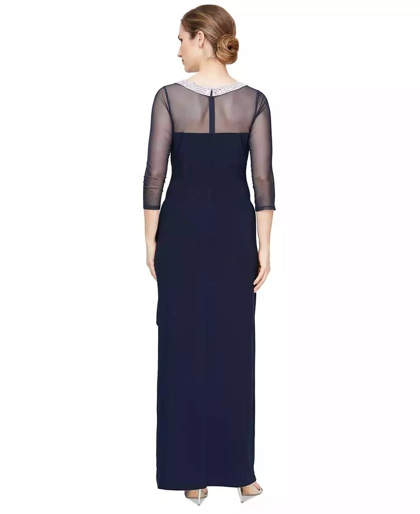 Alex Evenings Petite 3/4-Sleeve Illusion Ruffled Gown 2