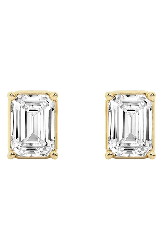 Badgley Mischka 14K Gold Emerald Cut Lab Created Diamond Stud Earrings 3