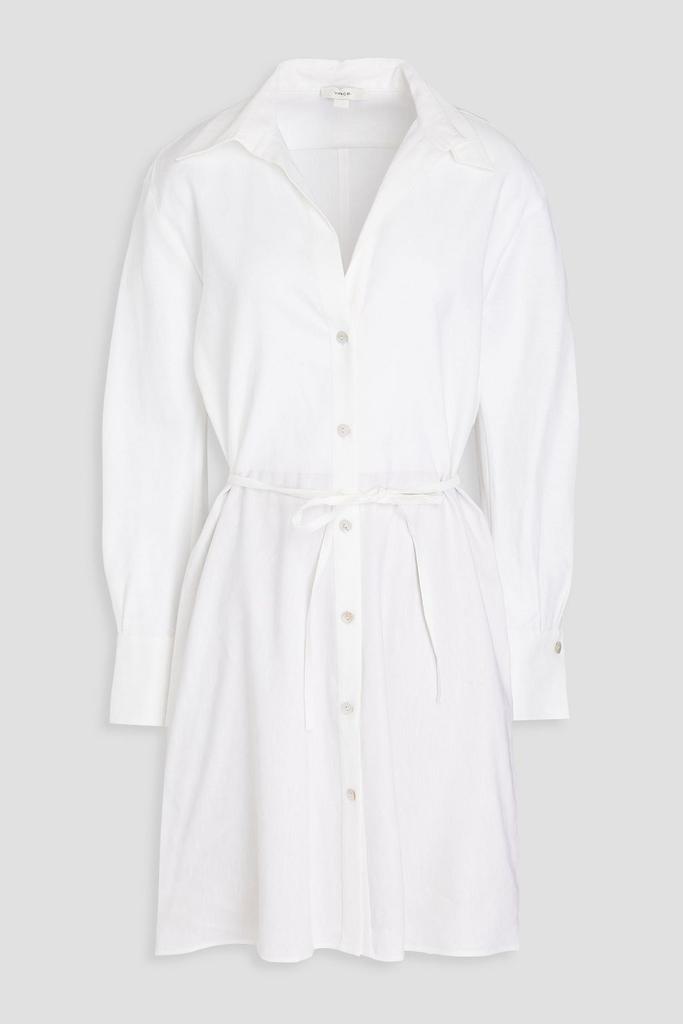 Vince Belted linen-blend mini shirt dress