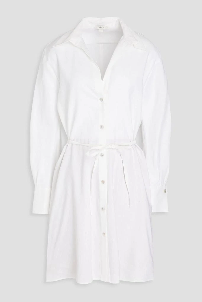 Vince Belted linen-blend mini shirt dress 1