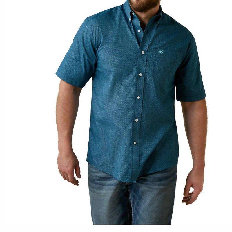 Ariat Men's Wrinkle Free Eli Classic Short Sleeve Western Shirt In Reef Blue