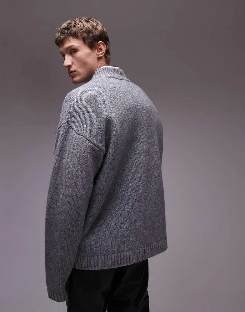 Topman Topman premium relaxed lambswool v neck jumper 4