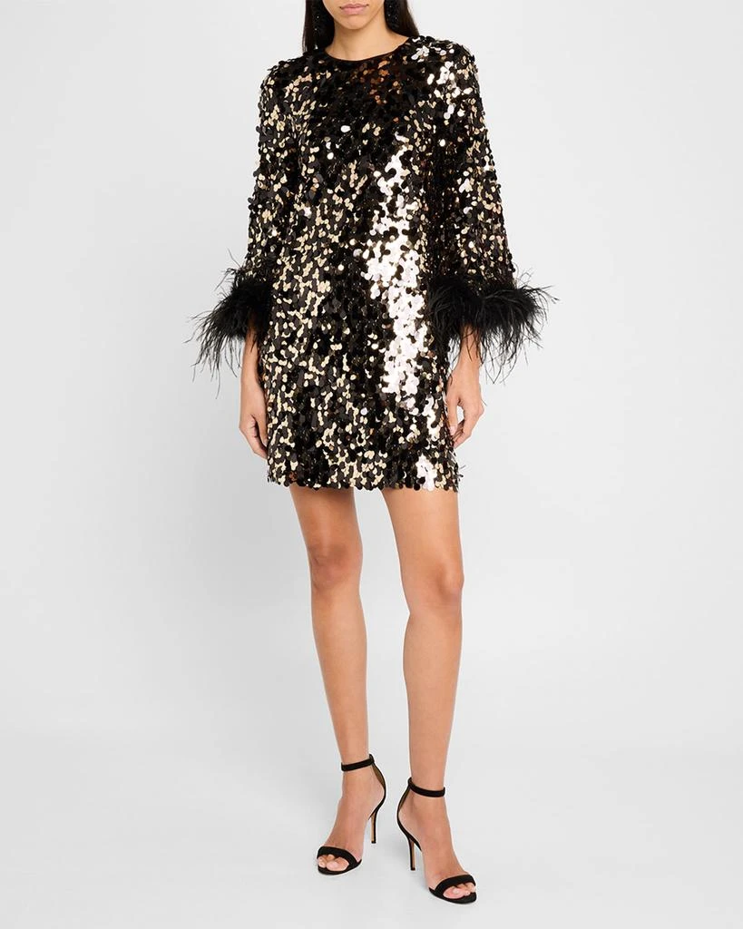 Trina Turk Juliet Feather-Cuff Sequin Mini Dress 2