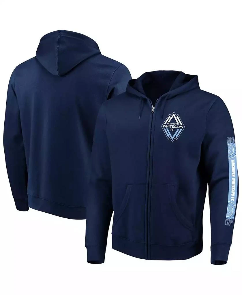 Fanatics Men's Navy Vancouver Whitecaps FC Iconic Scarf Sleeve Full-Zip Hoodie 1