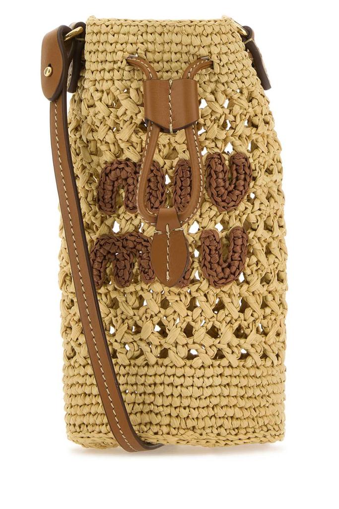 Miu Miu Miu Miu Logo-Embroidered Drawstring Crochet Bucket